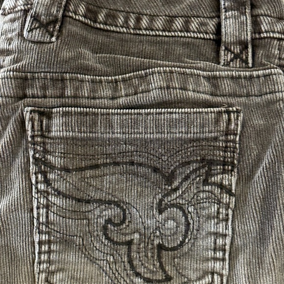 Gitano Chocolate Brown Corduroy Embroidered Flared Bootcut Jeans - Picture 4 of 6